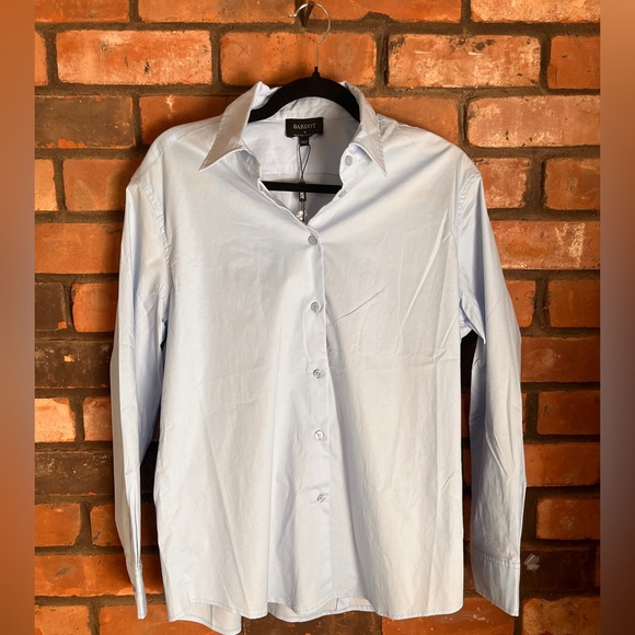 NWT Bardot Classic Stretchy Collared Button Down Shirt Cornflower Blue M - Picture 3 of 12